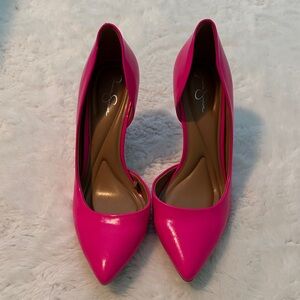 Jessica Simpson Bright Pink Pointed-Toe Pumps